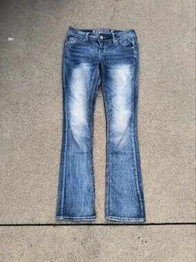 Hydraulic Women's Jeans Stud Low Rise Bootcut Bailey Faded Wash Look Size 3/4